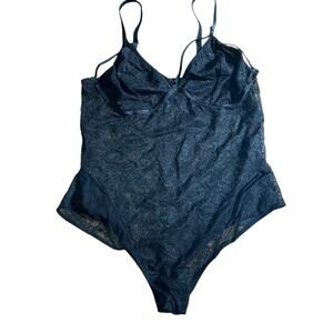 Torrid Curves Bodysuit SZ 2X Black All Over Lace Wireless Adj Straps Feminine